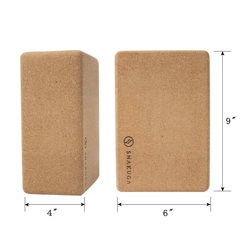 SNAKUGA Cork Yoga Block 2 Pack for Pilates, 9"x6"x4" Non-Slip & High Density Blocks for Meditation, Fitness and Stretching, Supportive and Flexibility Brick for Improve Poses Balance - Image 3